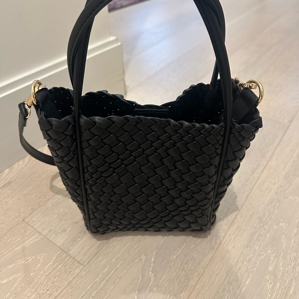 Anthropologie -Woven Black Bucket Bag